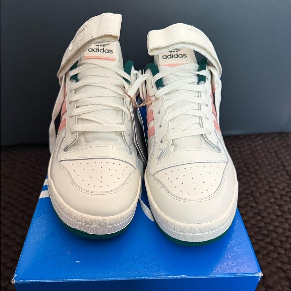 Adidas White and Green Athletic Shoes with Classic Design